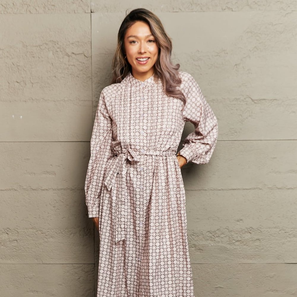 Elegant Patterned Midi Dress Hundredth Brand size small Anthropologie